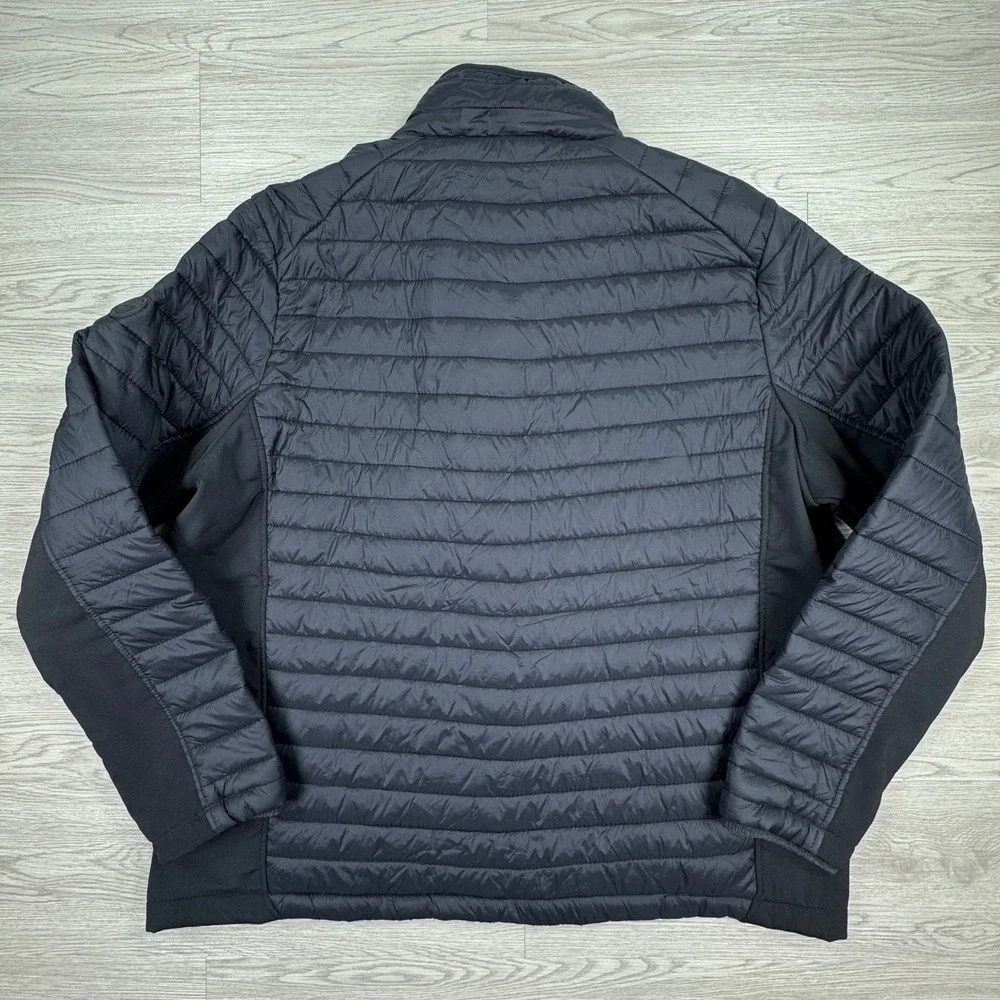 Skechers Mens Jacket Hybrid Puffer Quilted Full Zip Stretch Black Sz XXL Outdoor